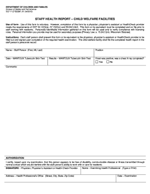 Staff Health Report  Form