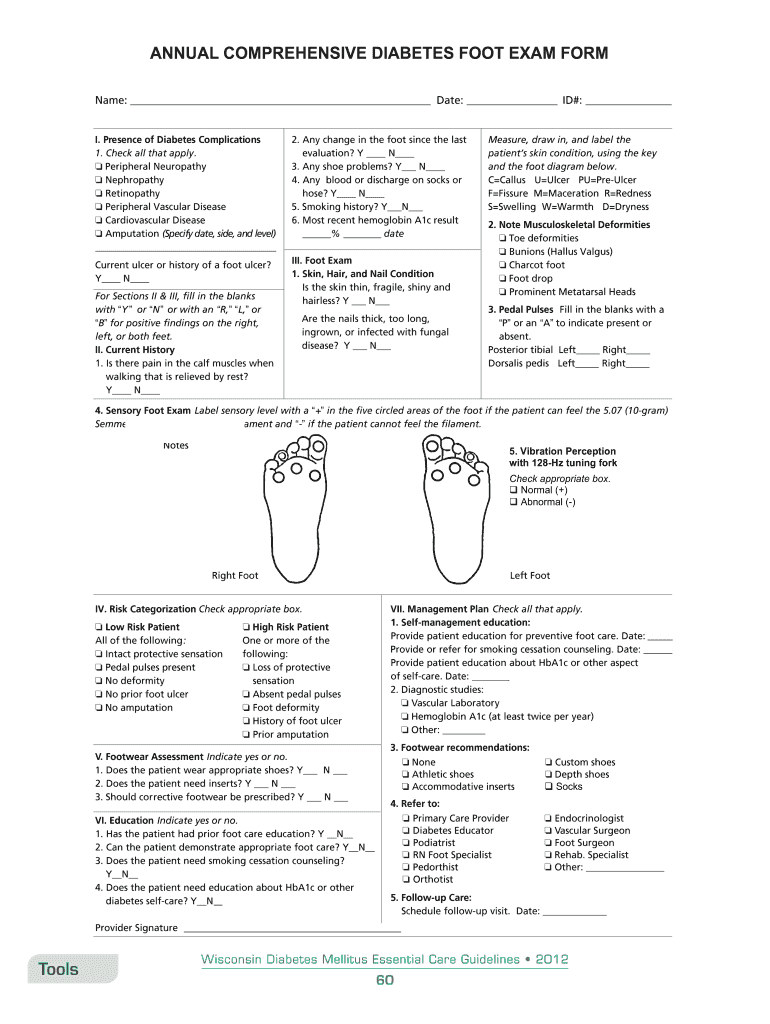  Medicare Diabetic Foot Exam Form 2012-2024