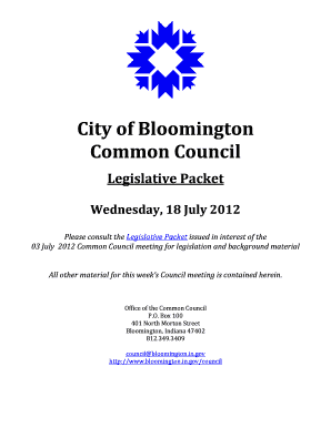 July 18, Common Council Legislative City of Bloomington, in Bloomington in  Form