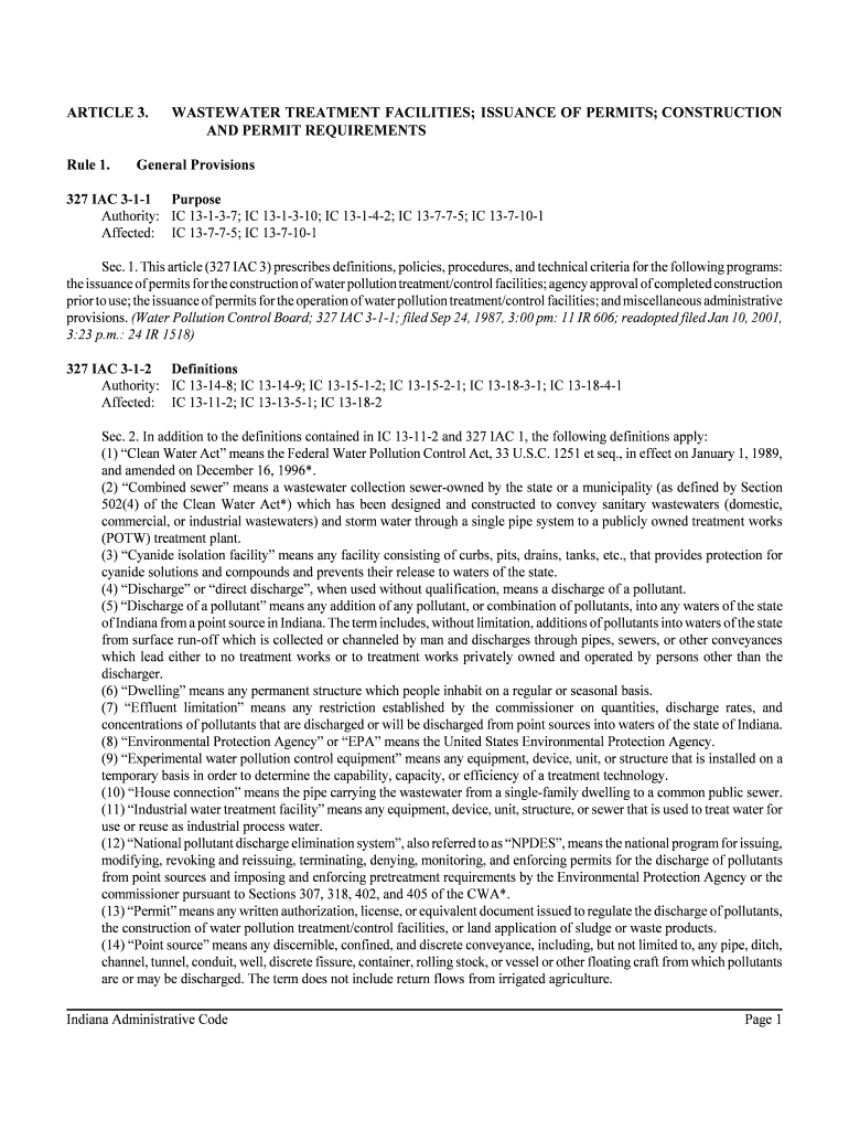 Article 3 Wastewater Treatment Facilities City of Bloomington State Bloomington in  Form