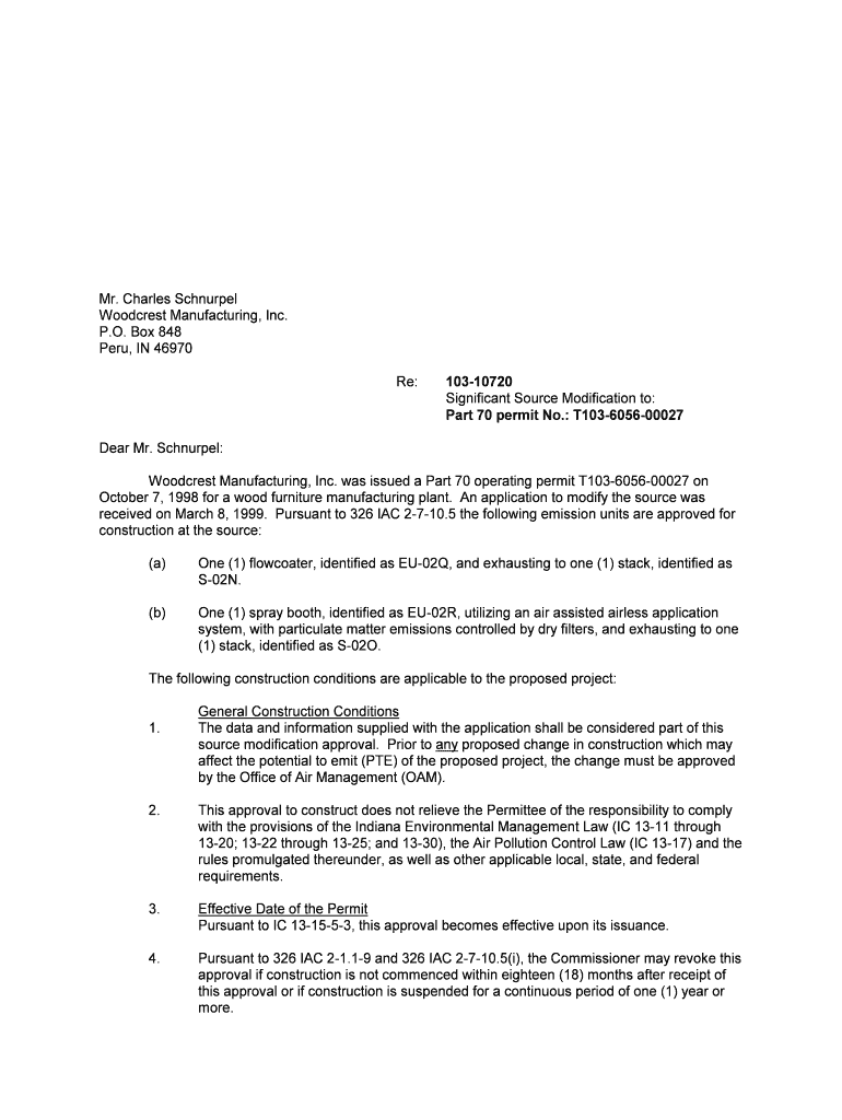 103 10720 Significant Source Modification to Permits Air Idem in  Form