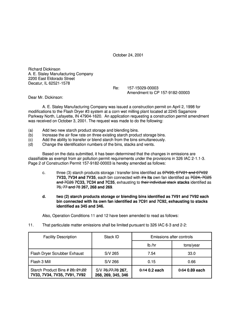 October 24, Richard Dickinson a E Staley Manufacturing Permits Air Idem in  Form