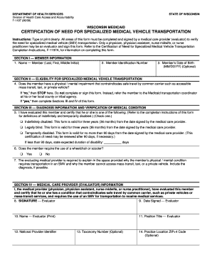 Wisconsin Transportation Form