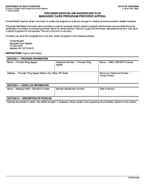 Badgercare Plus Managed Care Program Address Form