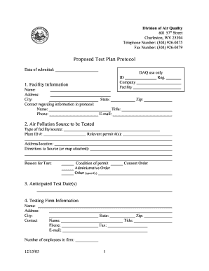 Proposed Test Plan Protocol Dep Wv  Form