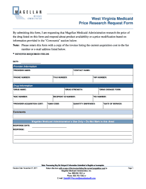 West Virginia Medicaid MAC Price Research Request Form DHHR Dhhr Wv