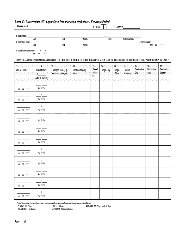 Bioterrorism Worksheet  Form