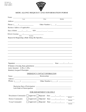 Blank Ride along Form Template