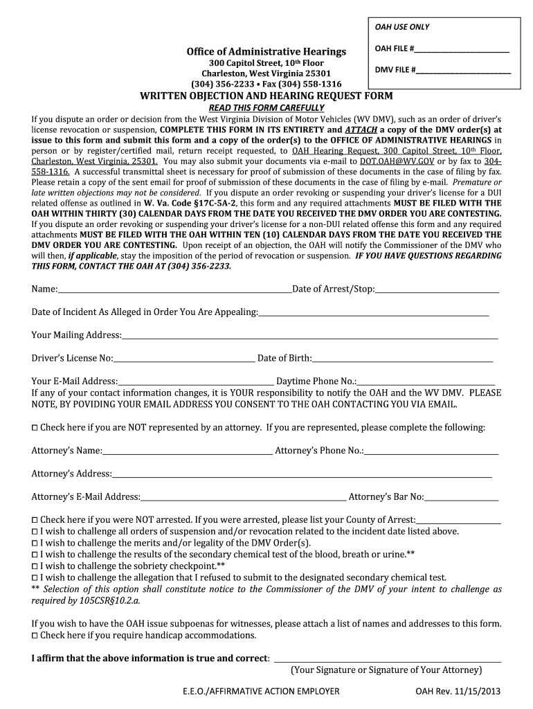  Dmv Hearing Request Forms Wv 2013