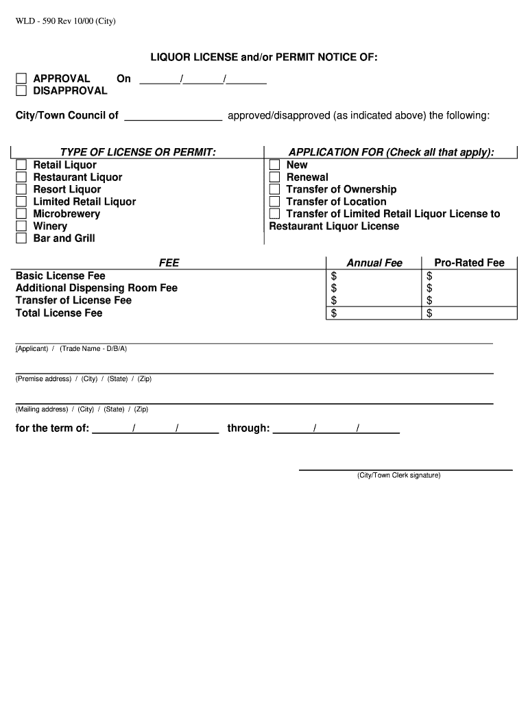 Blank Liquor License Form