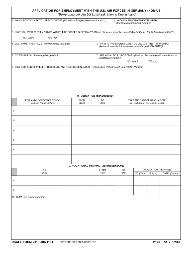 Usafe Form 333a