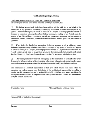 Lobbying Certification  Form