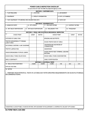 Cable Inspection Checklist  Form