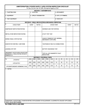 Ups Checklist Format