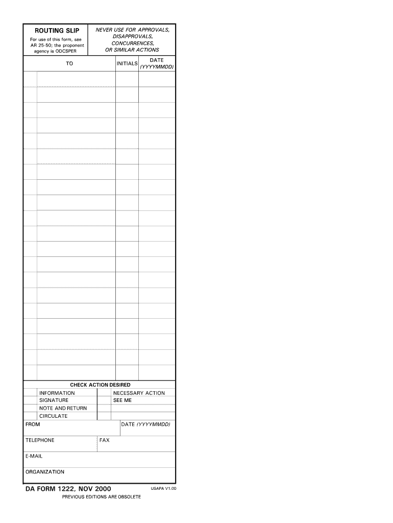 The 1222 Routing Slip Form Fill Out and Sign Printable PDF Template