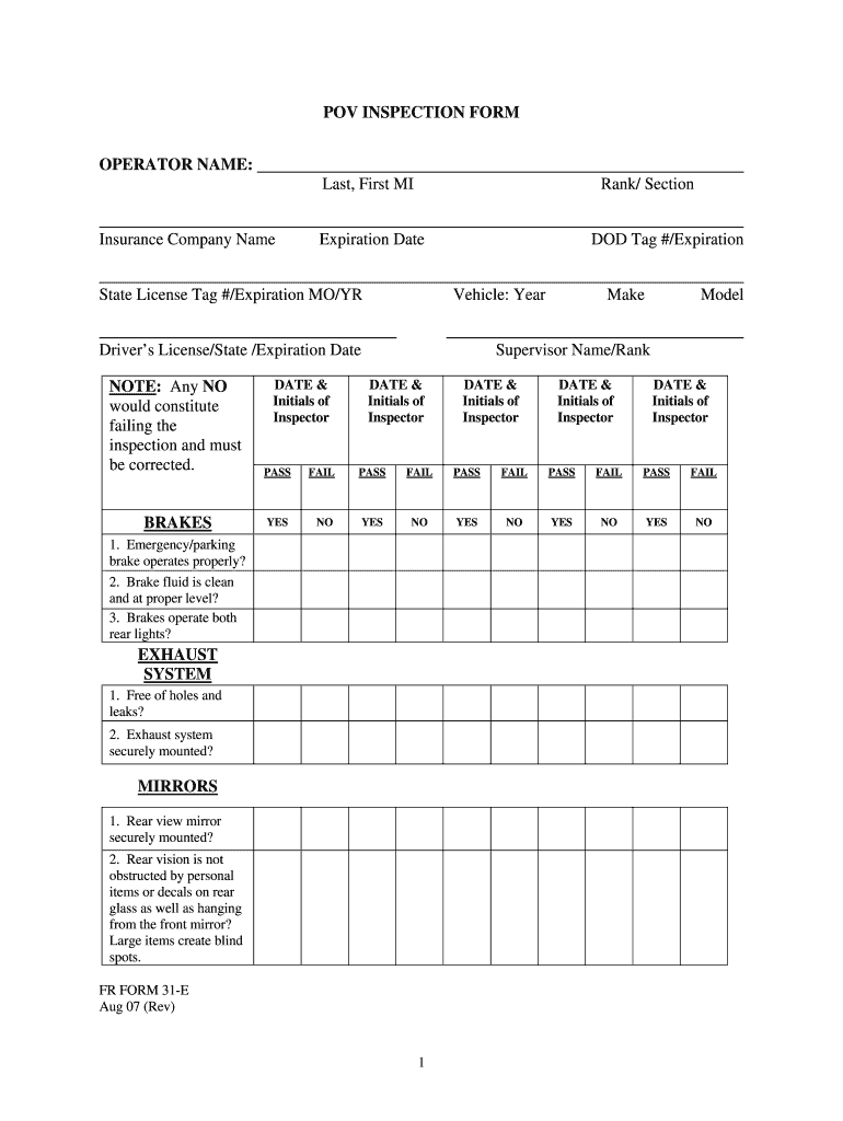 army-pov-inspection-checklist