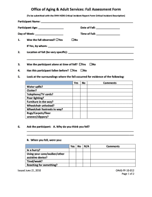Dhh Fall Assessment Form