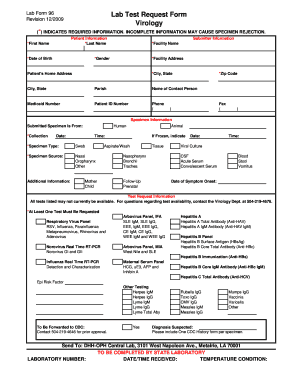 Lab Test Request Form Virology New Dhh Louisiana