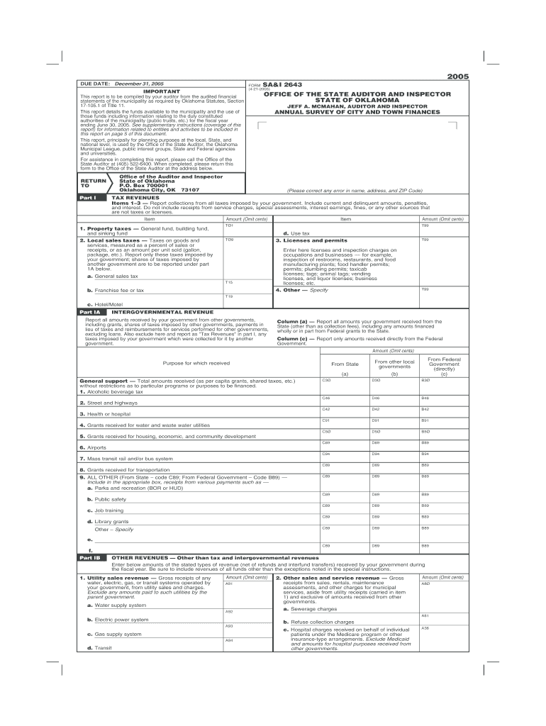  Sa&i 2643 Fillable  Form 2005