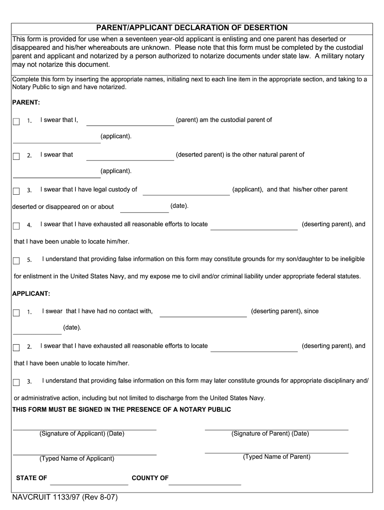 Navcruit 1133 97  Form