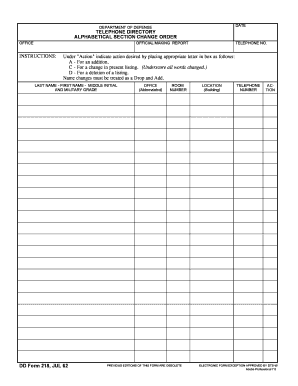 Dd218  Form