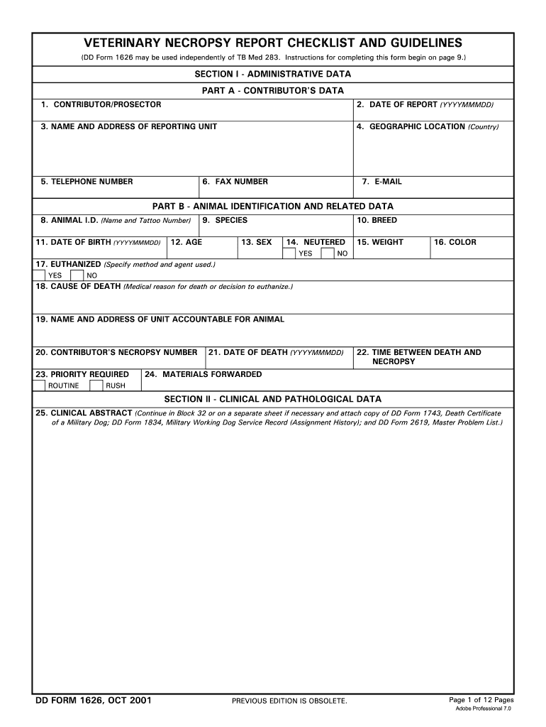 Sample of Necropsy Report  Form
