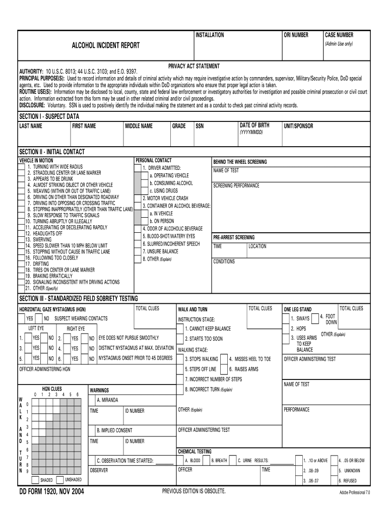 Dd Form 1920