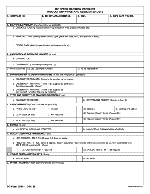 Tdp Option Selection Worksheet  Form