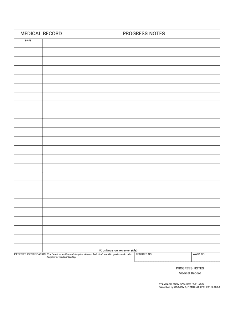 Printable Progress Notes Template  Form