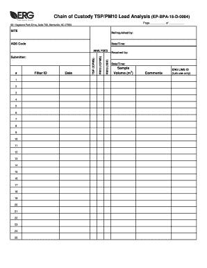 Printable Chain of Custody Form