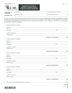 Supplement Schedule for Refund of Louisiana Citizens Property Revenue Louisiana  Form