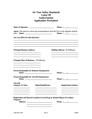 Louisville FSDO Air Tour Safety Standards Worksheet Faa  Form