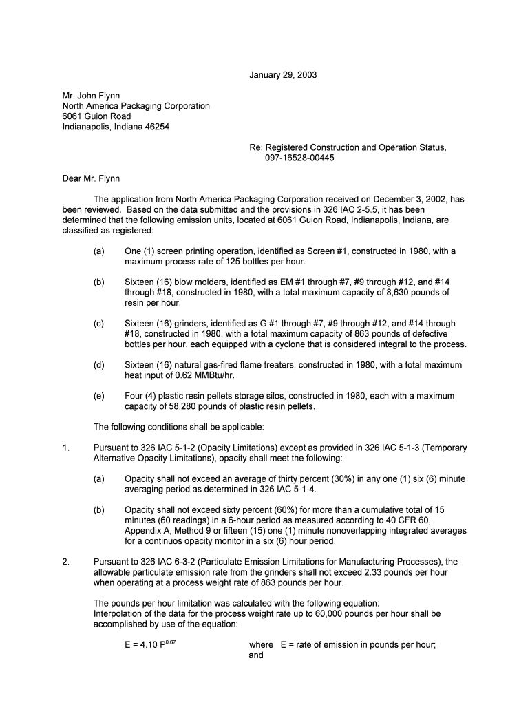 January 29, Mr John Flynn North America Packaging Permits Air Idem in  Form