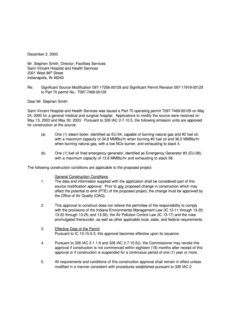 December 2, Mr Stephen Smith, Director, Facilities Services Permits Air Idem in  Form