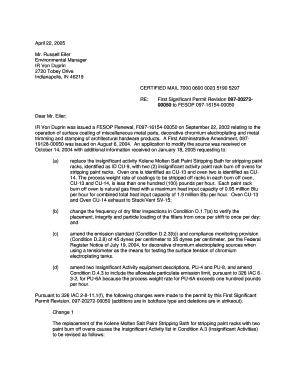 Russell Eiler Environmental Manager IR Von Duprin 2720 Tobey Drive Indianapolis, in 46219 CERTIFIED MAIL 7000 0600 0023 5190 529  Form