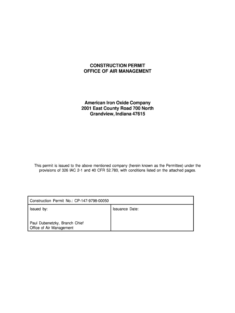 American Iron Oxide Company East County Road 700 North Grandview, Indiana 47615 Permits Air Idem in  Form