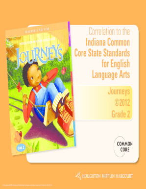 Correlation to the Indiana Common Core State Standards for English Language Arts Journeys Grade 2 Houghton Mifflin Harcourt Publ  Form