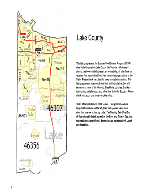 This Listing Represents the Summer Food Service Program SFSP Sites that Will Operate in Lake County This Summer Doe in  Form