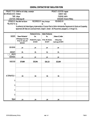 General Contractor Bid Forms