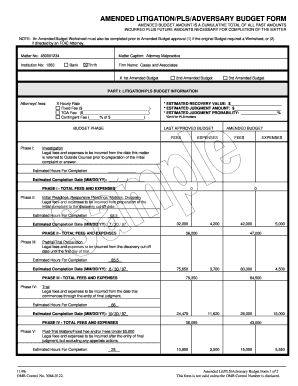 Litigation Budget Template  Form