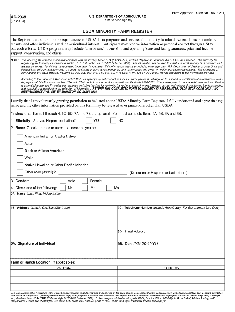 Minority Farm Register Form