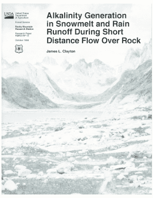 Alkalinity Generation in Snowmelt and Rain Runoff during Short Distance Flow over Rock RMRS RP 12 Fs Fed  Form