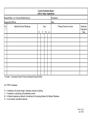 GSS or Major Application U S Fish and Wildlife Service  Form