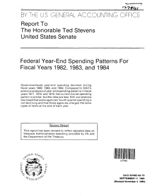 AFMD 85 75 Federal Year End Spending Patterns for Fiscal Years 1982, 1983, and 1984 Financial Management Archive Gao  Form