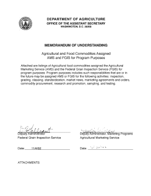 Agricultural and Food Commodities Assigned AMS and FGIS  Form