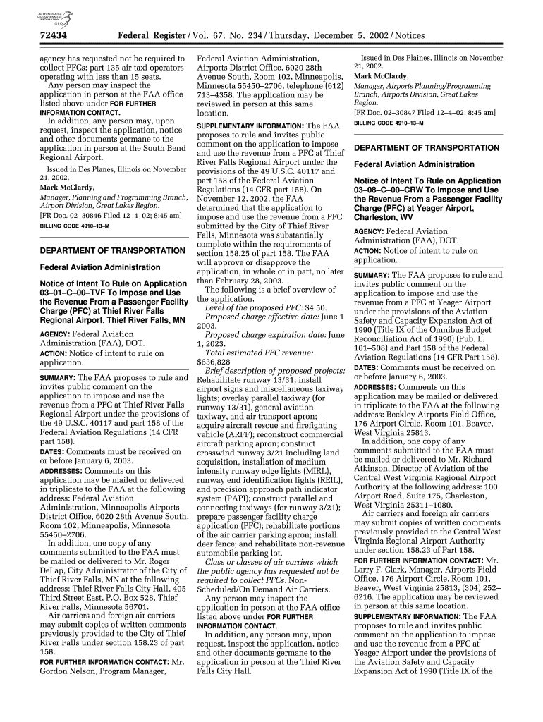 67 FR 72434 Notice of Intent to Rule U S Government Printing Gpo  Form