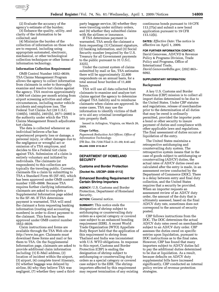 Federal Register, Volume 74 Issue 125 Wednesday, July 1  Form