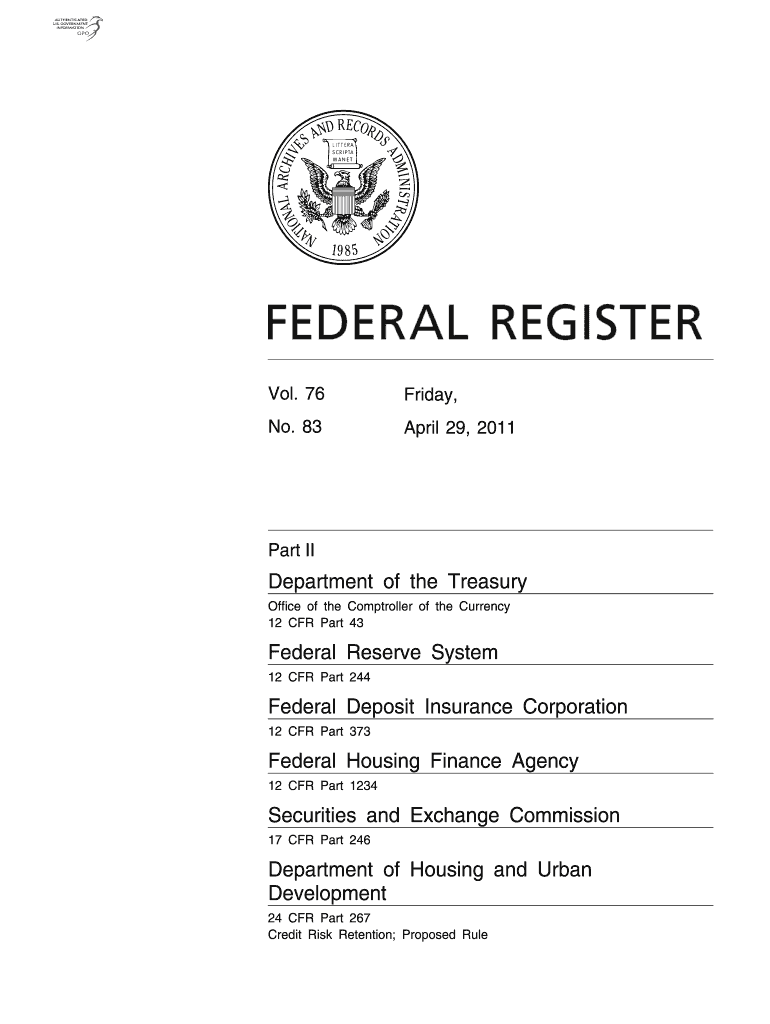 Original Notice of Proposed Rulemaking, Risk Retention PDF FDIC Gpo  Form