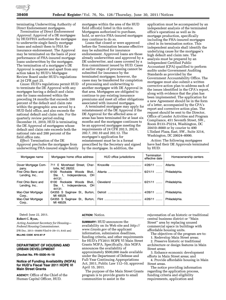 Terminating Underwriting Authority of  Form