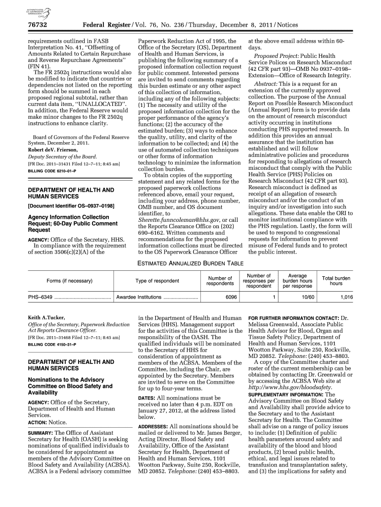 Requirements Outlined in FASB Gpo  Form